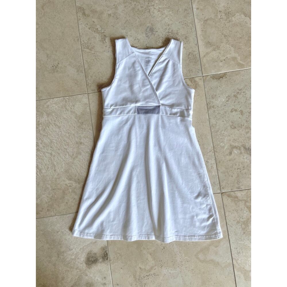 Zobha women's white v-neck surplice sleeveless tennis/athletic dress 8